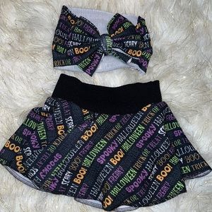 Spooky Halloween head wrap & skirted bummie set